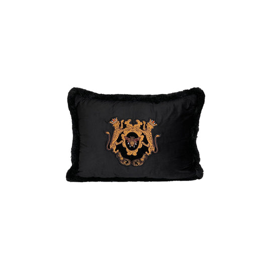 Coat of Arms Rampant Lions Crest encases the Napoleon Bee handwork - emblematic of heraldic markets around the world. Of warriors well-bred born of royal blood lines - a fitting display of Honour, Heritage and of the Order of Chivalry. Finished off with luscious panther black brush fringe detailing.