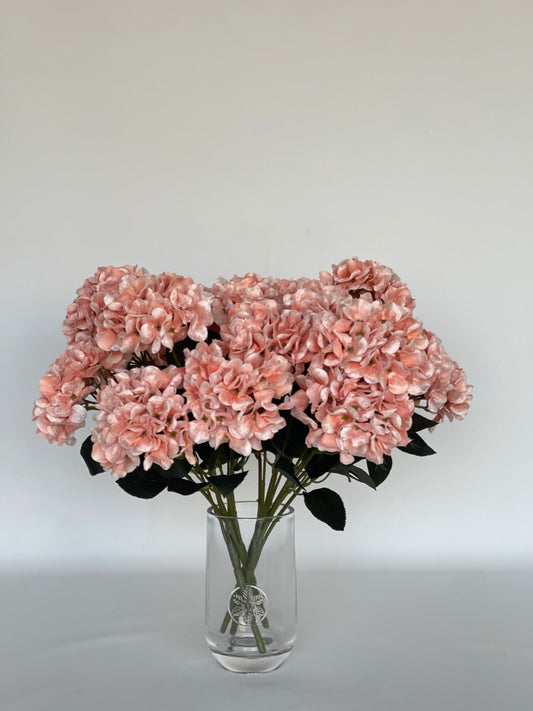Coral Silk Hydrangeas short stem