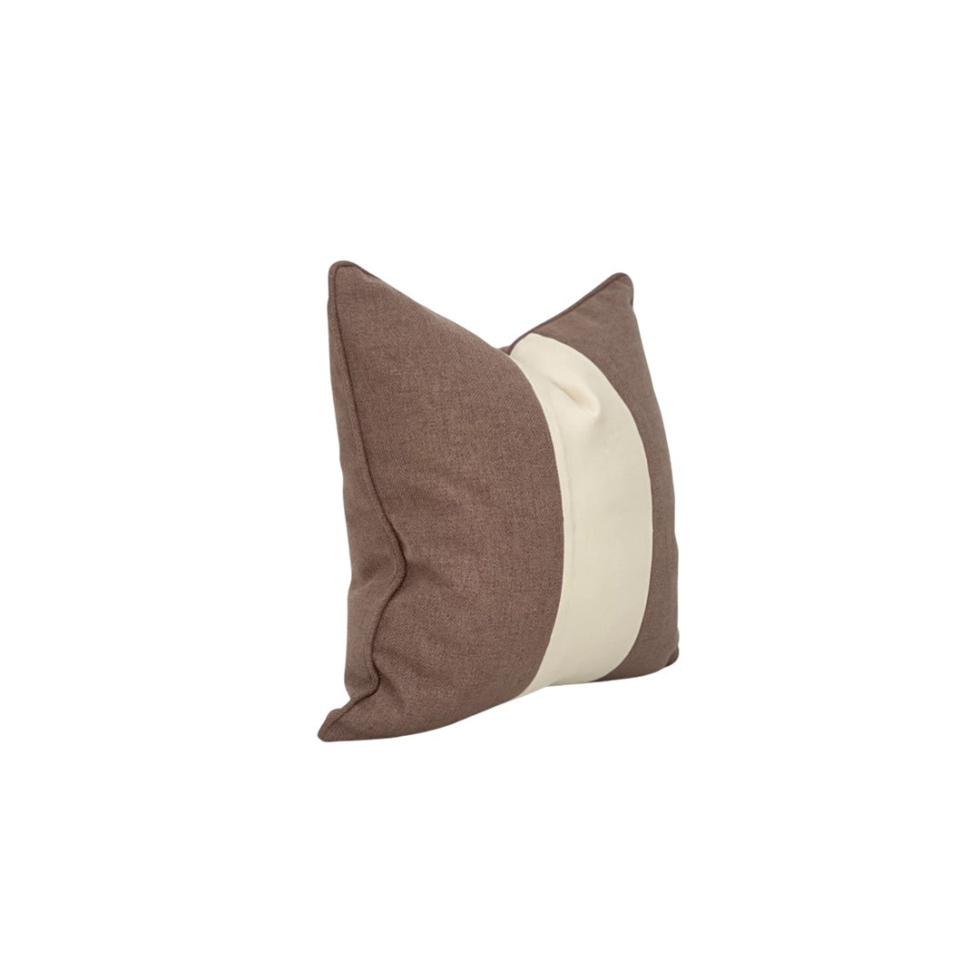 Madison Ave. cushion cover – taupe and ivory square pillow, 22 x 22 in – view 2