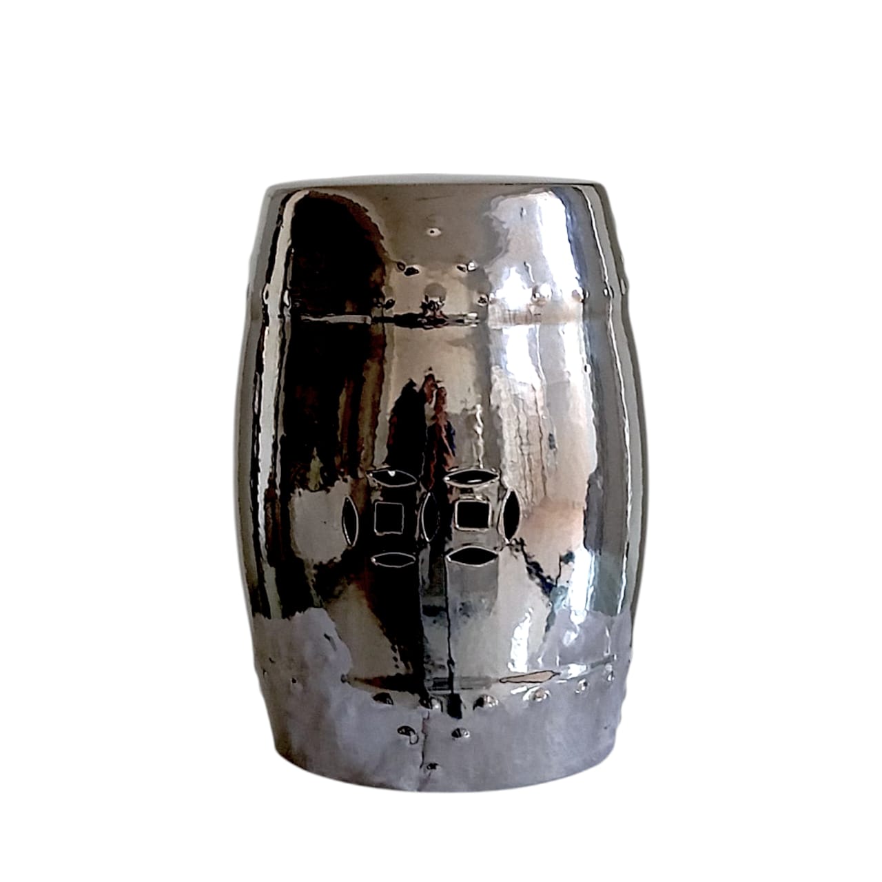 Metallic Silver Garden Stool