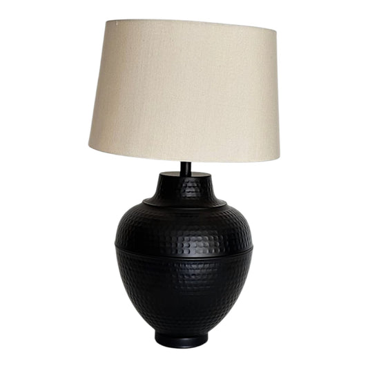 Matte Black Hammered Pitcher Lamp