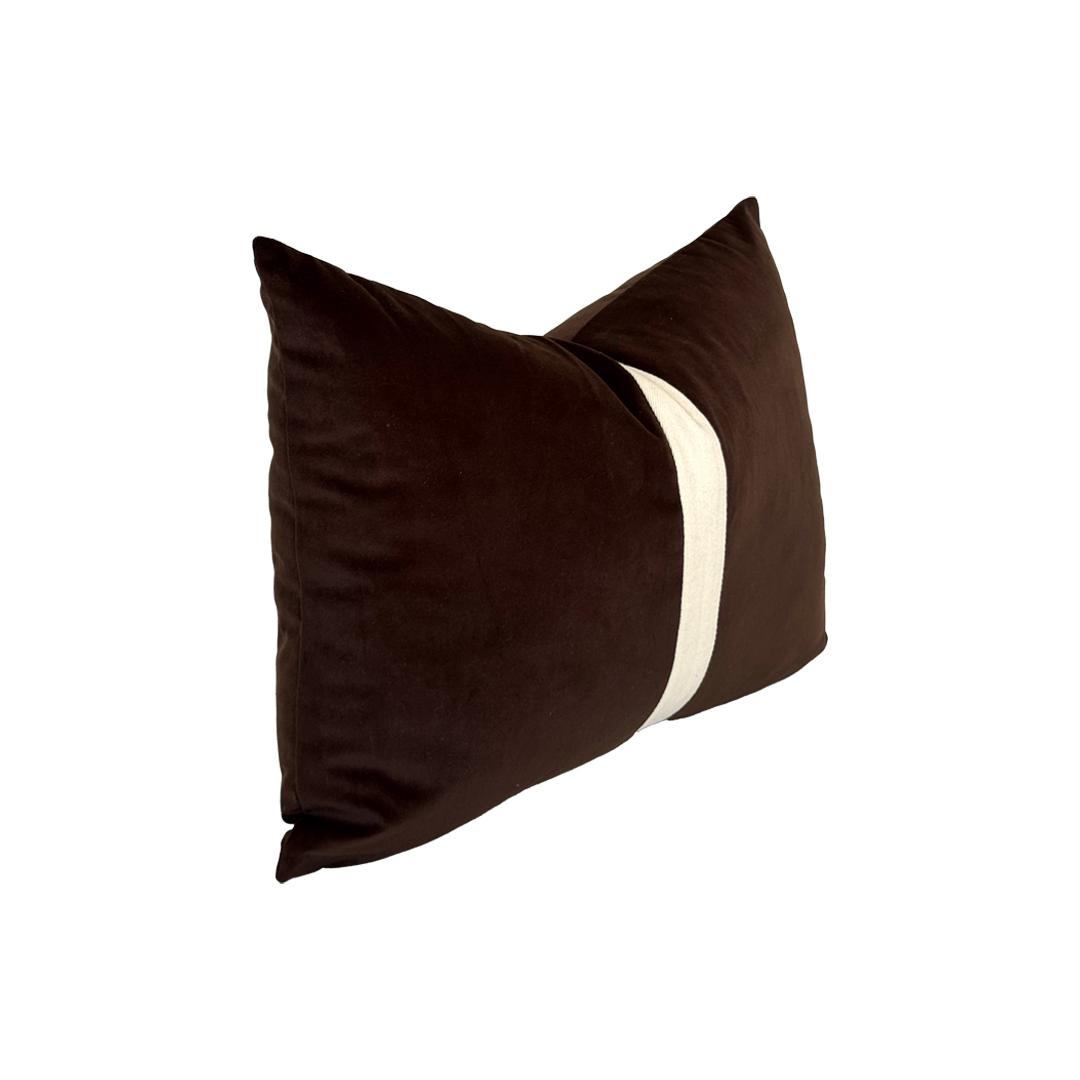 Truffle cushion cover – brown and ivory lumbar pillow, 22 x 16 in – view 2