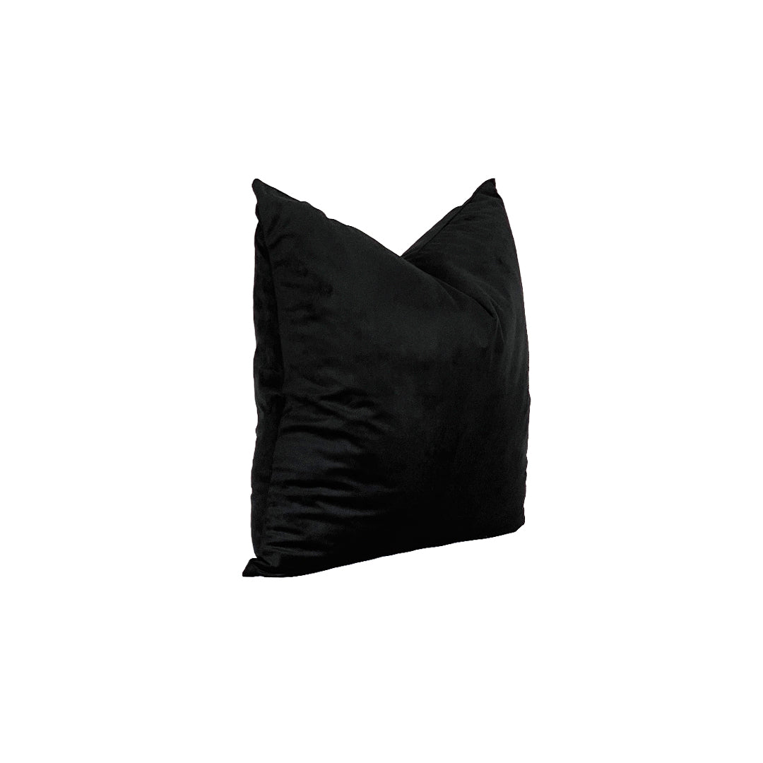 black velvet square pillow side pose