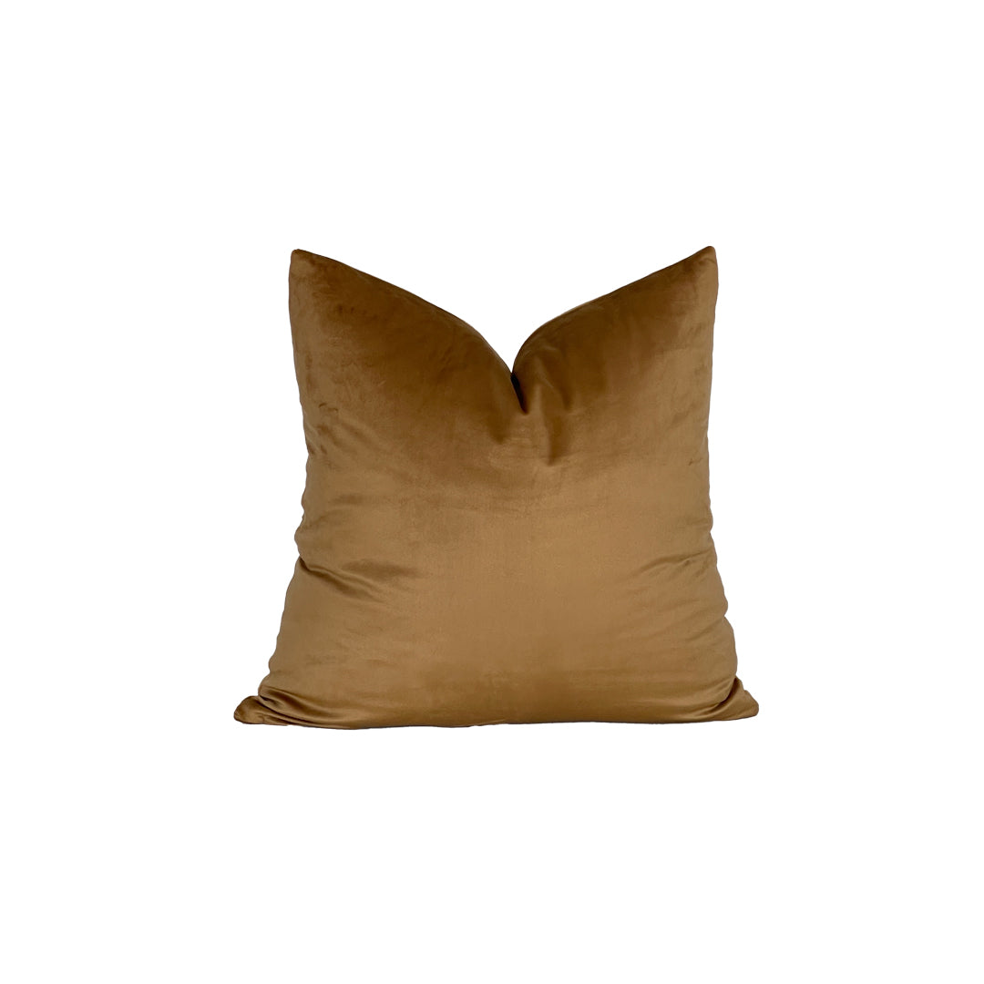 palm gold velvet square pillow