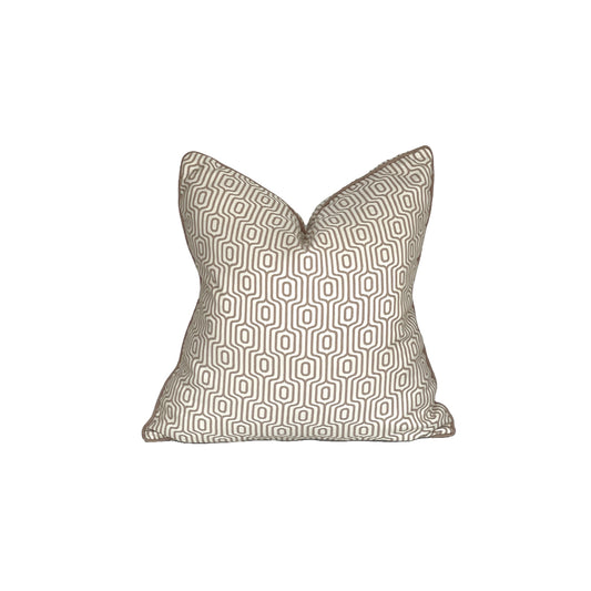 beige and offwhite geometric trellis pillow