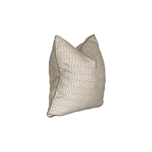 beige and offwhite geometric trellis pillow