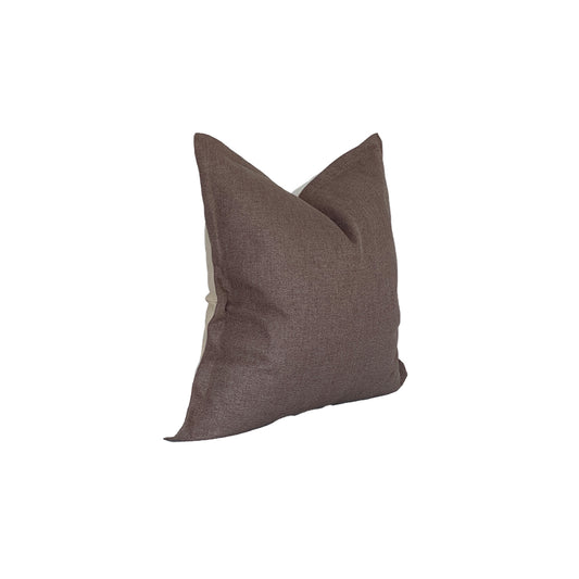 taupe brown tweed pillow with wide flange detailing