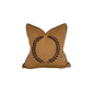 caramel gold square pillow with black handwork wreath