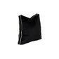 Pitch black Paneled Pillow is panther black velvet accent piece finished off with cordless satin detailing in ivory.