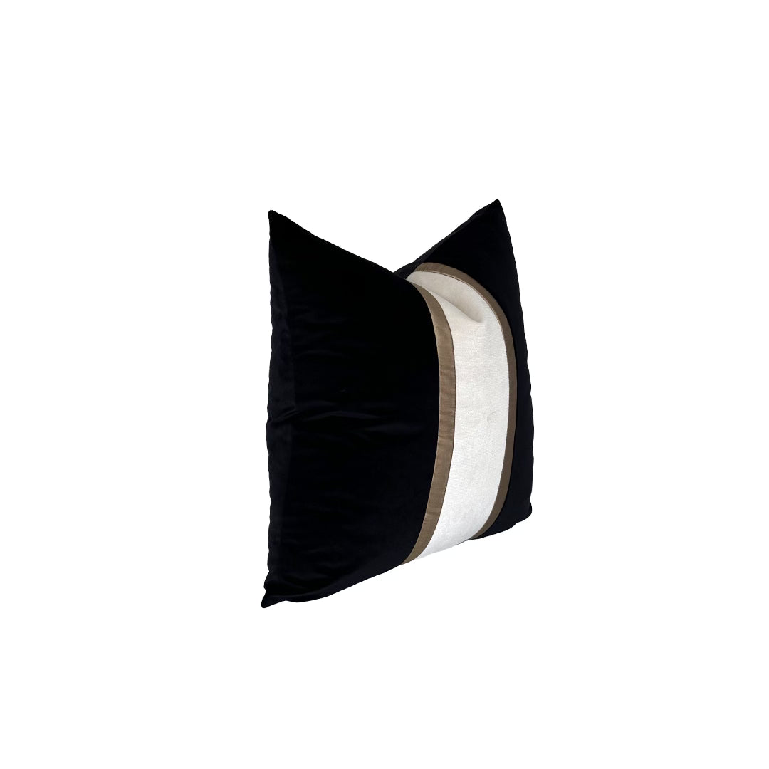 Manhattan cushion cover – black, gold and ivory square pillow, 22 x 22 in – view 2