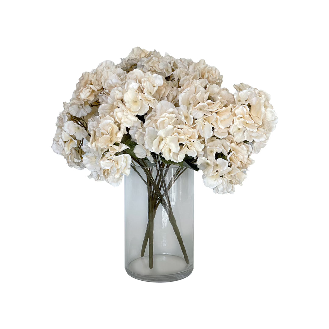Clotted Cream Hydrangeas faux floral arrangement in ivory