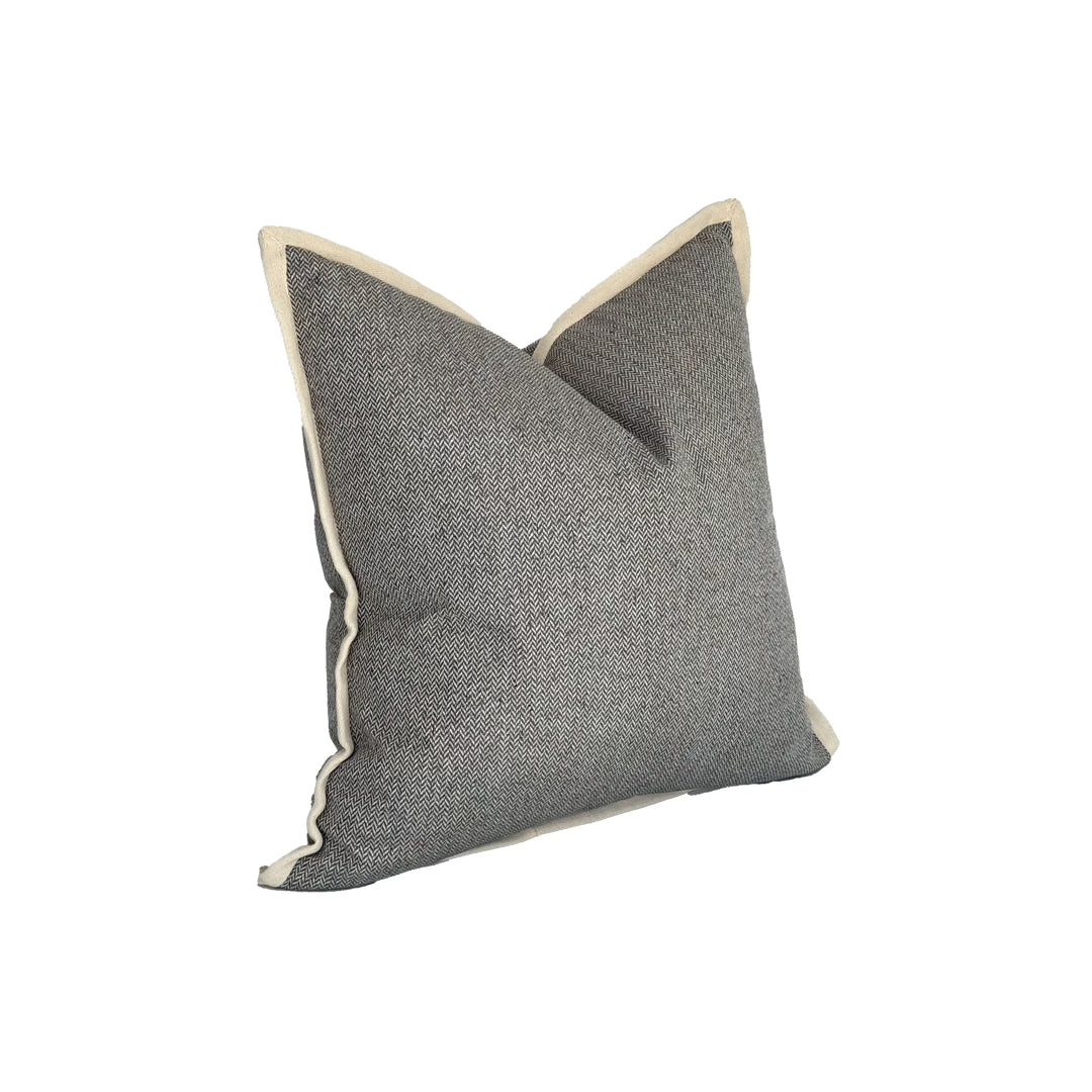 Oxford cushion cover – brown and ivory square pillow, 22 x 22 in – view 2
