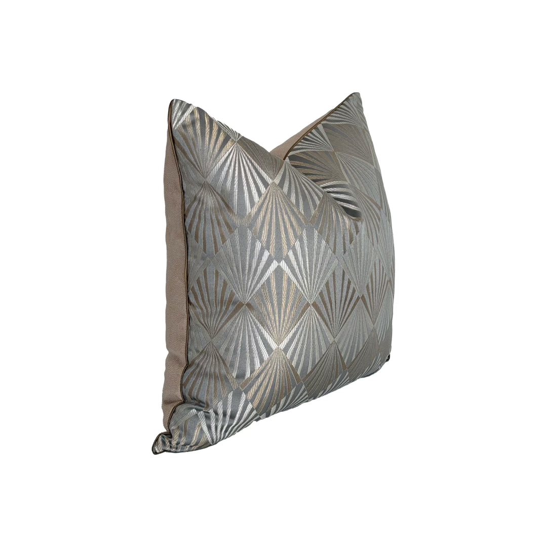 Cyanide II cushion cover – silver, beige and gold square pillow, 22 x 22 in – view 2