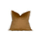 pillow in palm gold velvet with ivory white brush fringe detailing