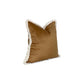 pillow in palm gold velvet with ivory white brush fringe detailing