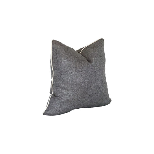 bluish grey irish jute pillow with white cording