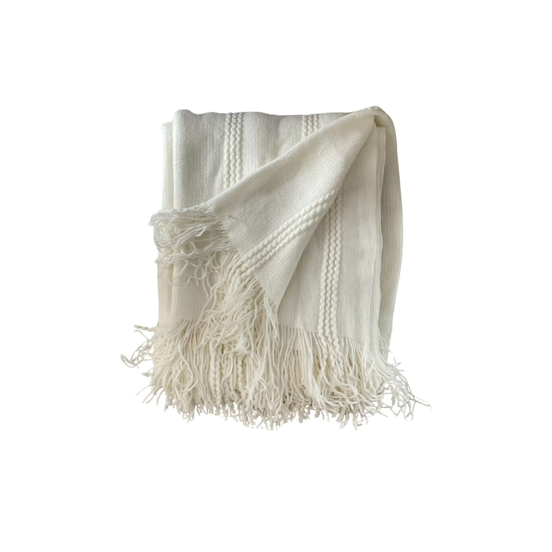 soothing snow-white knit-throw blanket