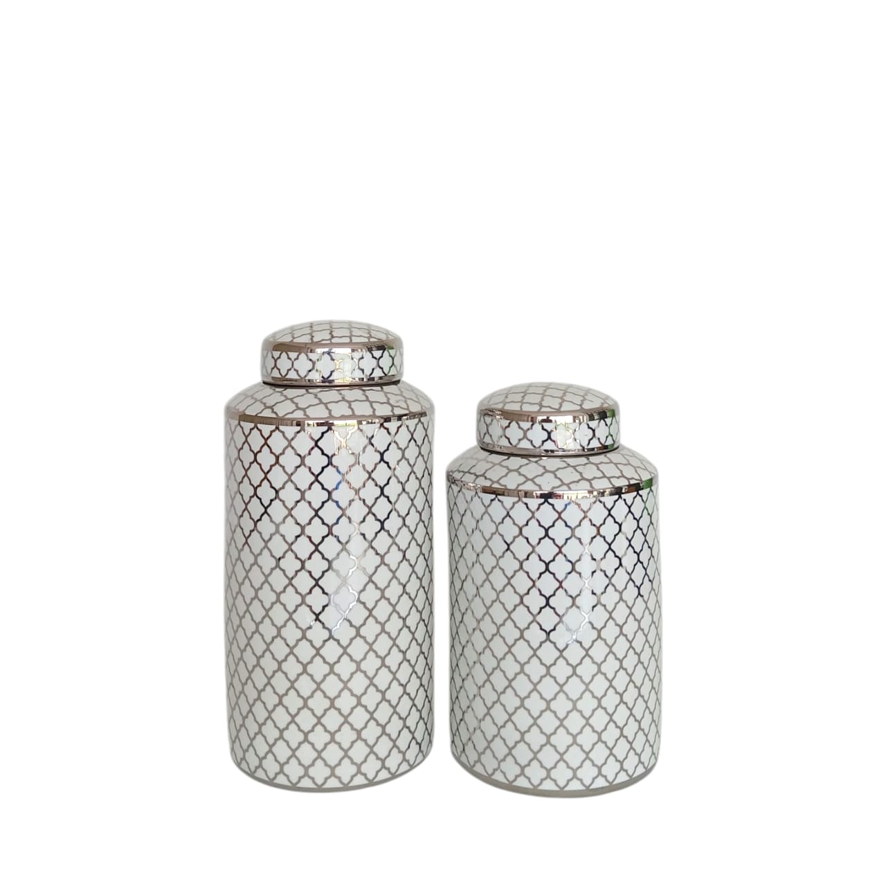 Spanish Trellis Emboss Carafe Silver | Large & Small - Pair