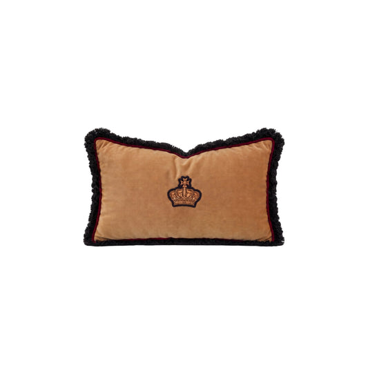 The Regent Boudoir cushion cover – camel, gold and red boudoir pillow, 20 x 14 in
