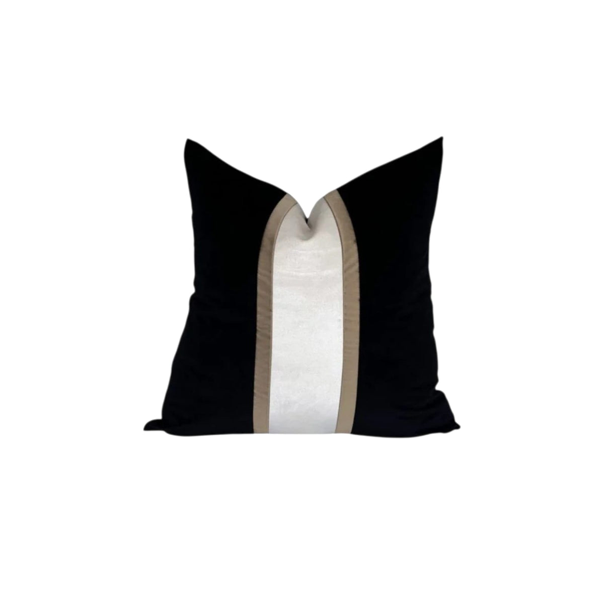 Manhattan cushion cover – black, gold and ivory square pillow, 22 x 22 in