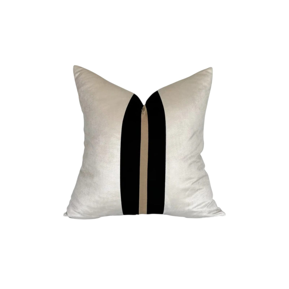 Upper East Side cushion cover – ivory, gold and black square pillow, 22 x 22 in