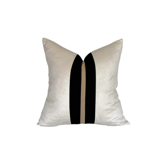 Upper East Side cushion cover – ivory, gold and black square pillow, 22 x 22 in