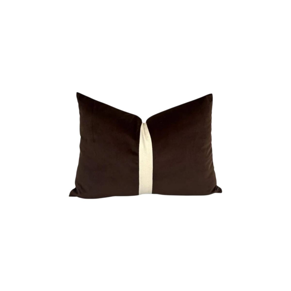 Truffle cushion cover – brown and ivory lumbar pillow, 22 x 16 in