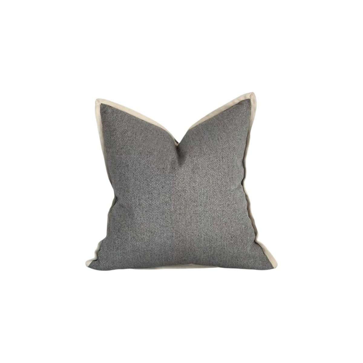 Oxford cushion cover – brown and ivory square pillow, 22 x 22 in