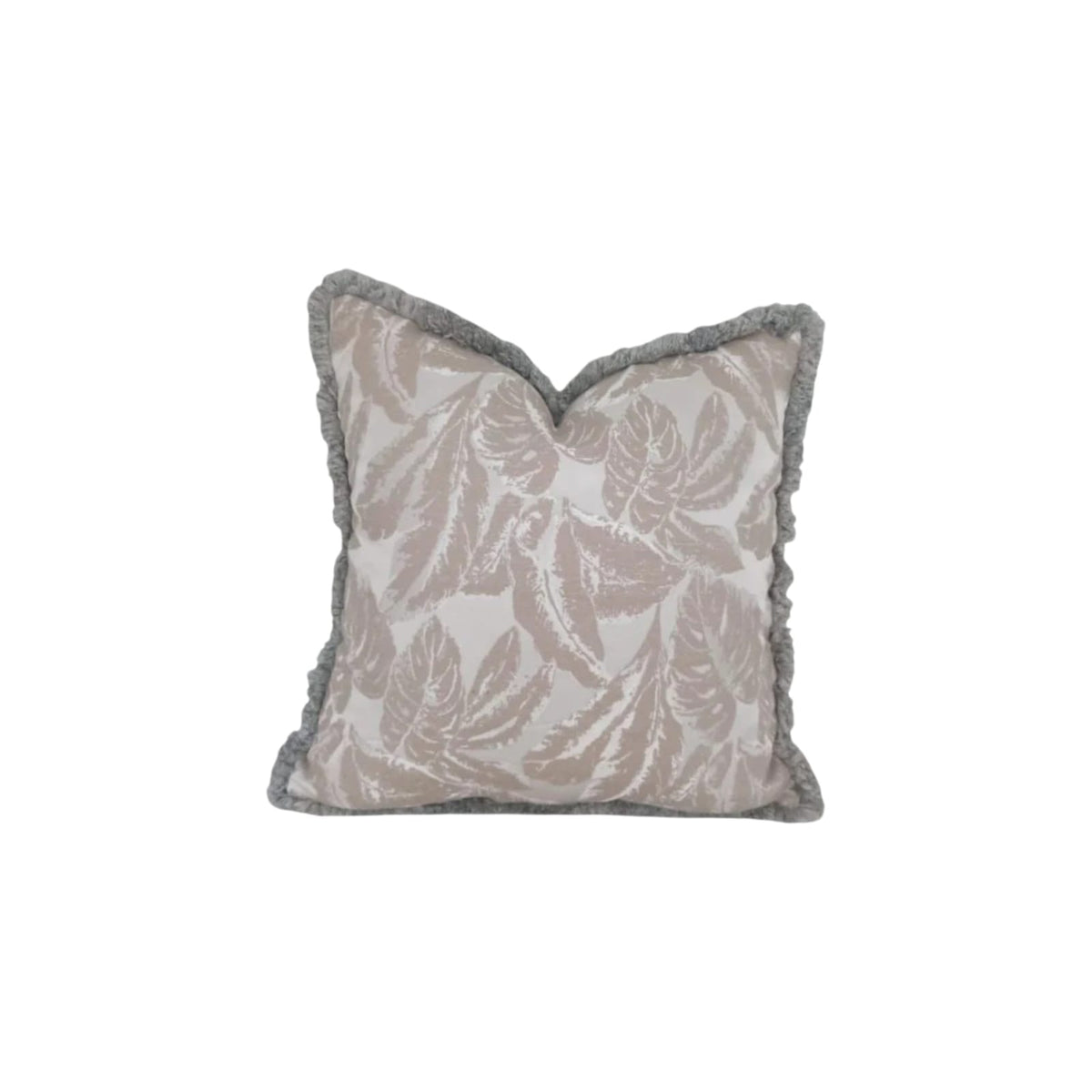 Fog & Foliage cushion cover – grey square pillow, 22 x 22 in