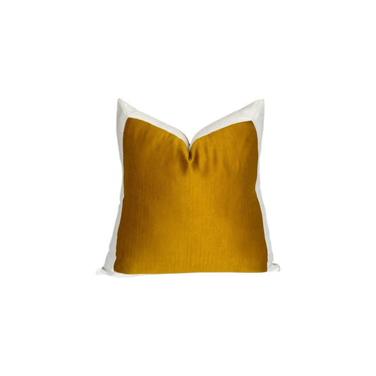 Marigold II cushion cover – yellow and ivory square pillow, 22 x 22 in