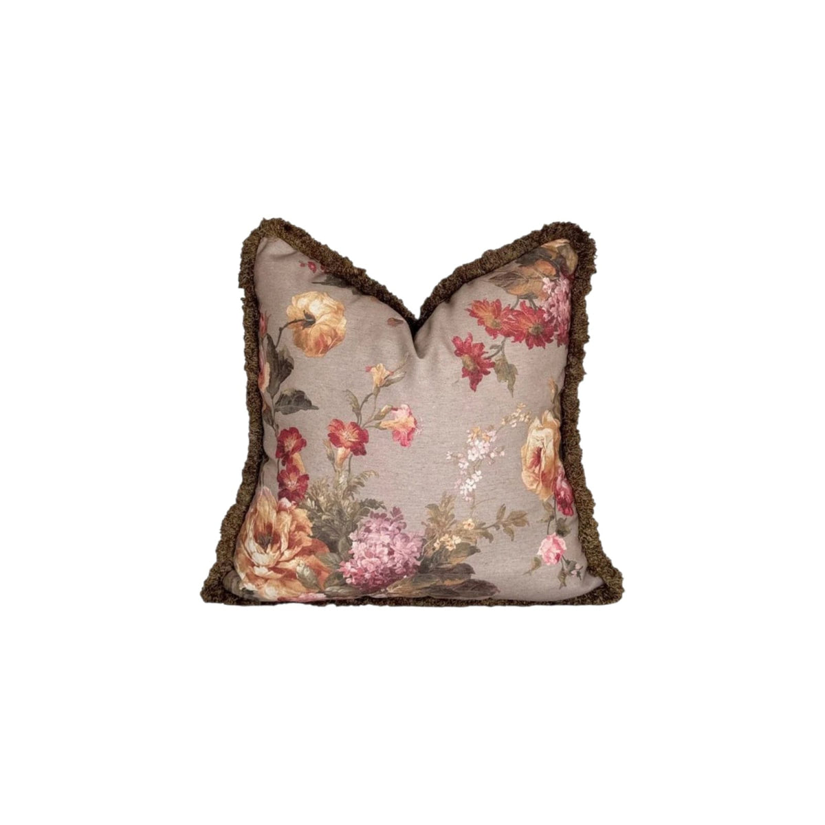 Fairytale II cushion cover – beige, blush and green square pillow, 22 x 22 in
