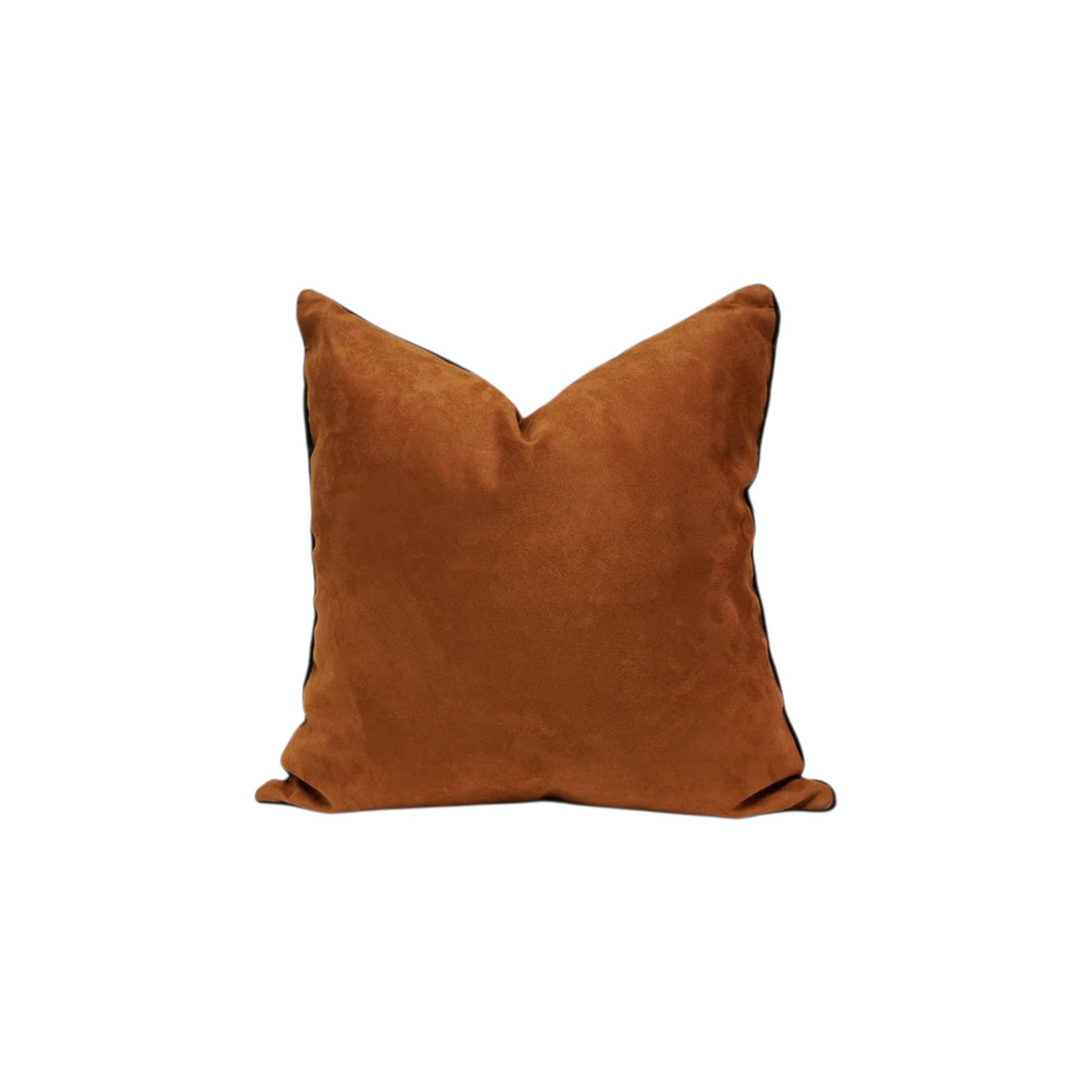 Log cushion cover – camel and black square pillow, 22 x 22 in