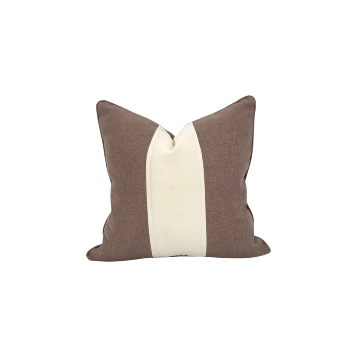 Madison Ave. cushion cover – taupe and ivory square pillow, 22 x 22 in