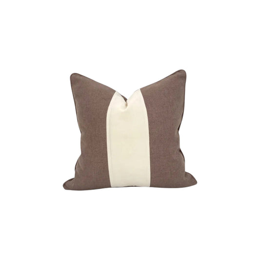Madison Ave. cushion cover – taupe and ivory square pillow, 22 x 22 in