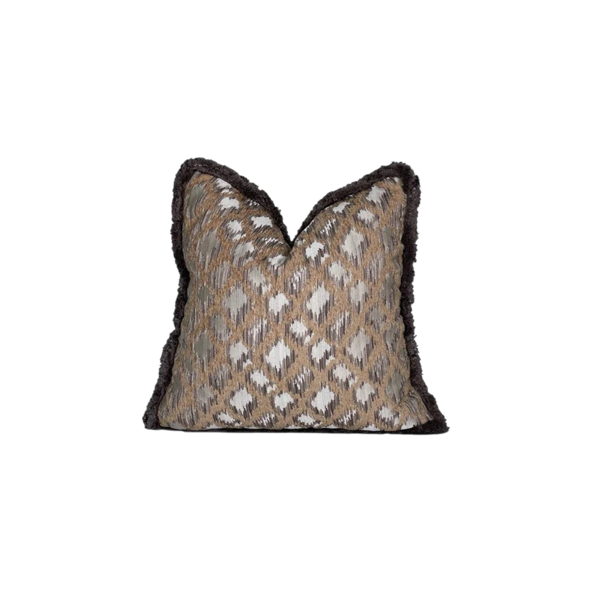 Rococo cushion cover – gold, grey and beige square pillow, 22 x 22 in