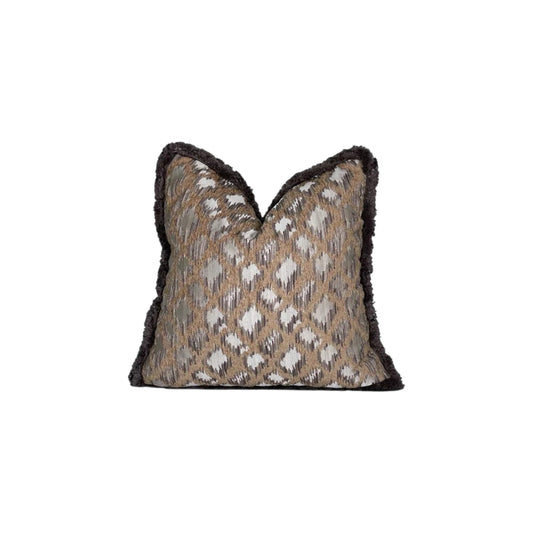 Rococo cushion cover – gold, grey and beige square pillow, 22 x 22 in