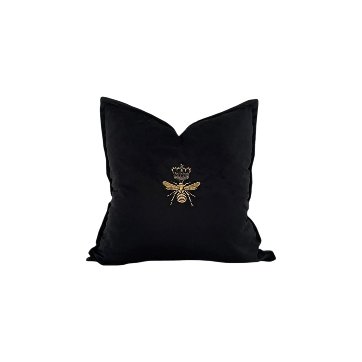 Forbidden Fruit cushion cover – black, red and gold square pillow, 22 x 22 in