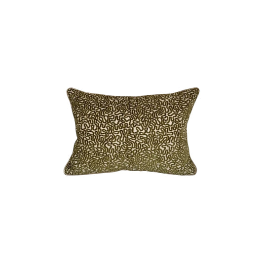 Labyrinth cushion cover – green boudoir pillow, 20 x 14 in