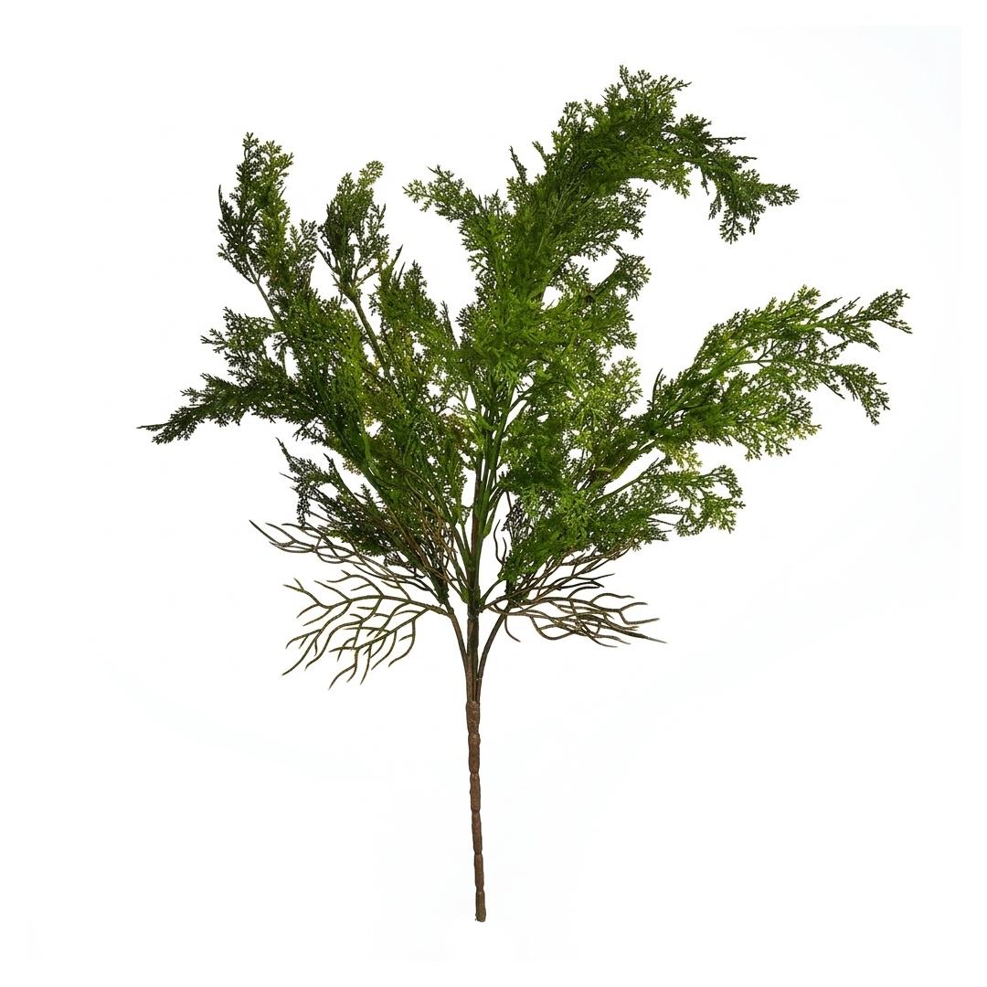 Feathered Cedar Spray, a faux evergreen spray of feathery forest-green cedar fronds