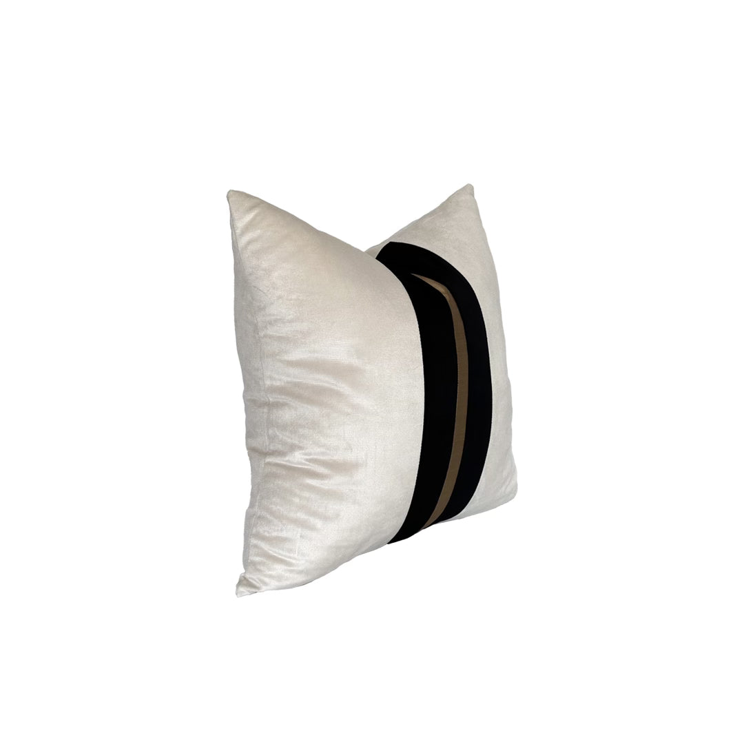 Upper East Side cushion cover – ivory, gold and black square pillow, 22 x 22 in – view 2