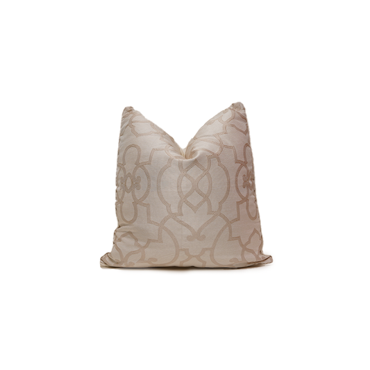 beige offwhite trellis on a square pillow